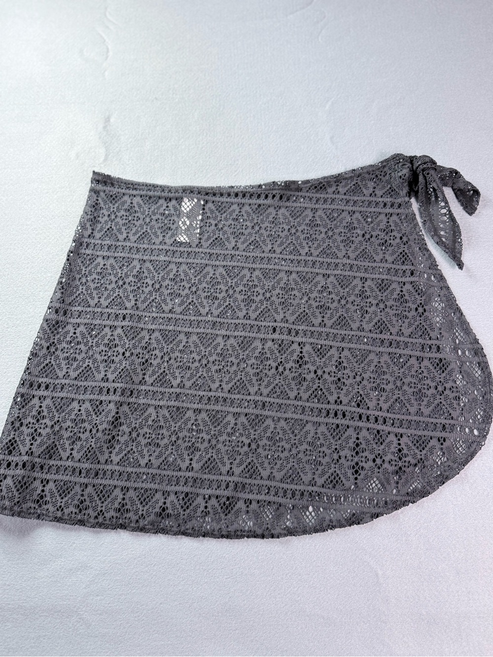 NWOT Time and Tru Black Crochet Side Tie Swim Cover Up Wrap Skirt S/M